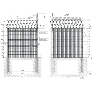 Заграждение комбинированное (профлист+сетчатое полотно)